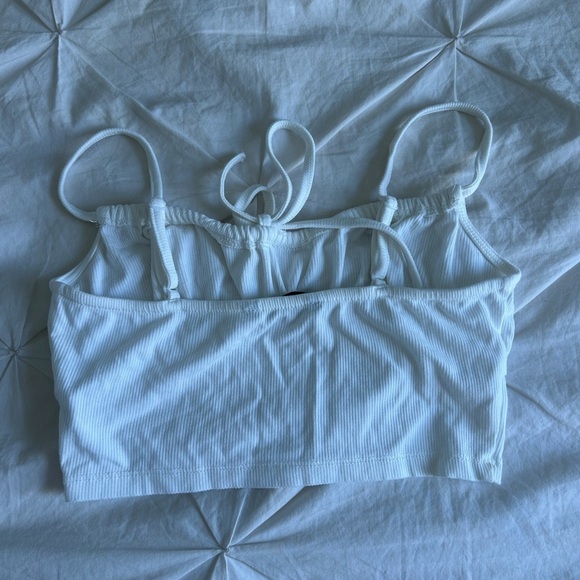 Shein White Ribbed Crop Top - Picture 2 of 3